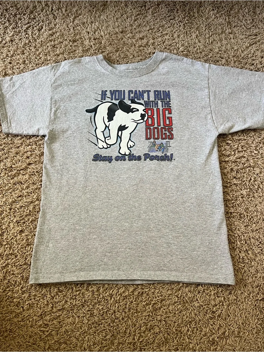 New Youth XL Hanes Big Dogs Tagless Dog Graphic T-Shirt Gray Short Sleeve